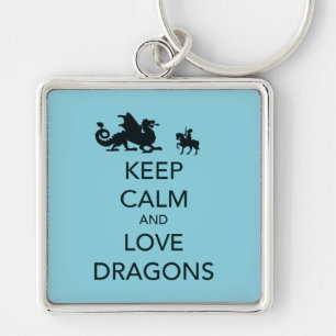 Llavero Mantén la Calma y Ama a los Dragones Impresión Úni