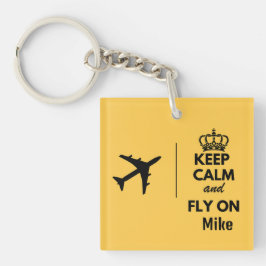 Llavero Mantén la calma y vuela en avión, Personalizado di