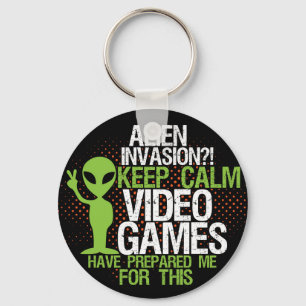 Llavero Mantener la calma Alien Invasion Funny Gamers Keyc