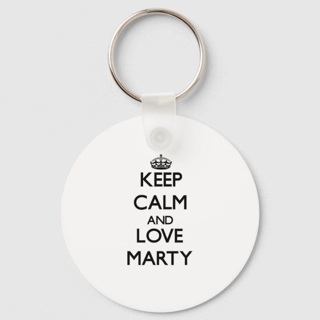 Llavero Mantener la calma y amar a Marty (Anverso)