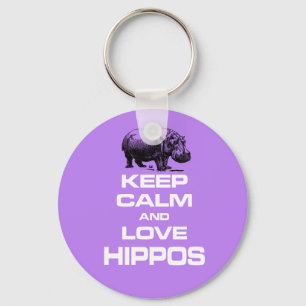 Llavero Mantener la calma y amar Hippos Hippotamus Diseño 