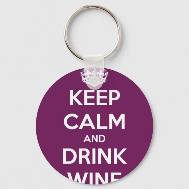 Llavero Mantener la calma y beber vino (Anverso)