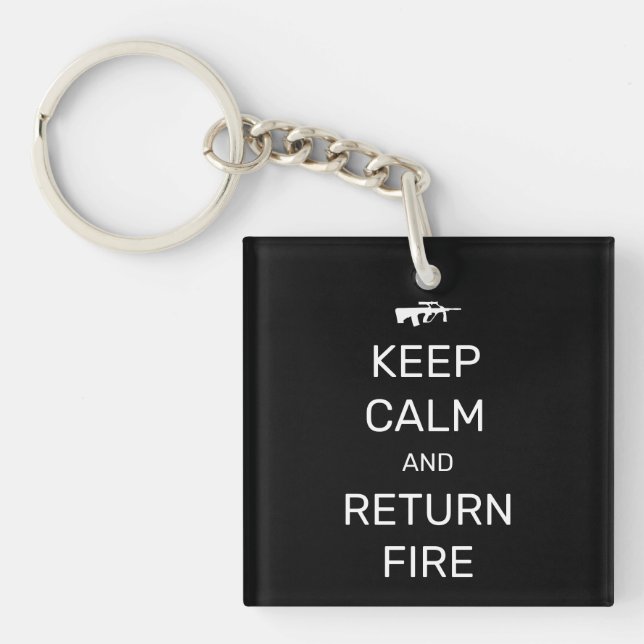 Llavero Mantener la calma y devolver el fuego (Frente)