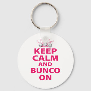 Llavero Mantener la calma y el Bunco en el diseño