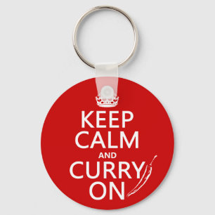 Llavero Mantener la calma y el curry encendidos