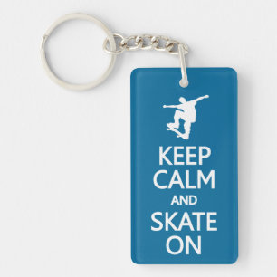 Llavero Mantener la calma y el patinaje sobre la cadena de