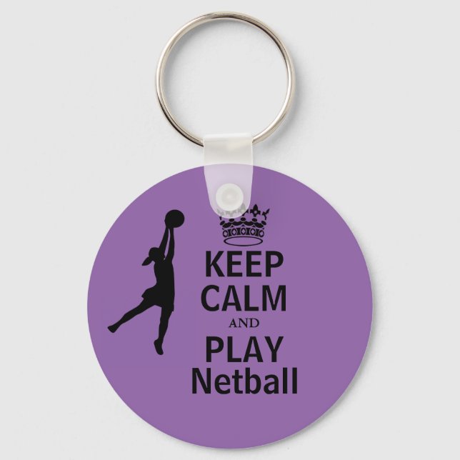 Llavero Mantener la calma y jugar al diseño de Netball (Anverso)
