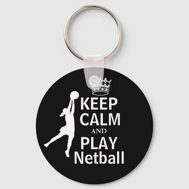 Llavero Mantener la calma y jugar al diseño de Netball (Anverso)