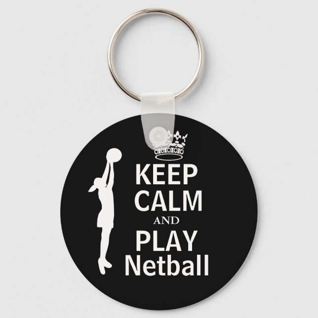 Llavero Mantener la calma y jugar al tema de Netball (Anverso)