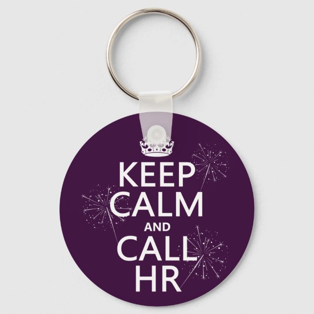 Llavero Mantener la calma y llamar a HR (cualquier color) (Anverso)
