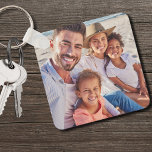 Llavero Mantener la foto de tu familia<br><div class="desc">Diseñe un keepsake personalizado con este personalizado de doble cara, ofreciendo espacio para dos de sus fotos favoritas. Aunque es ideal para fotos familiares, puede reemplazarlas fácilmente con fotos de amigos, mascotas o recuerdos apreciados como vacaciones. Este teclado adaptable hace un regalo significativo para cualquier ocasión, ya sean Navidades, un...</div>