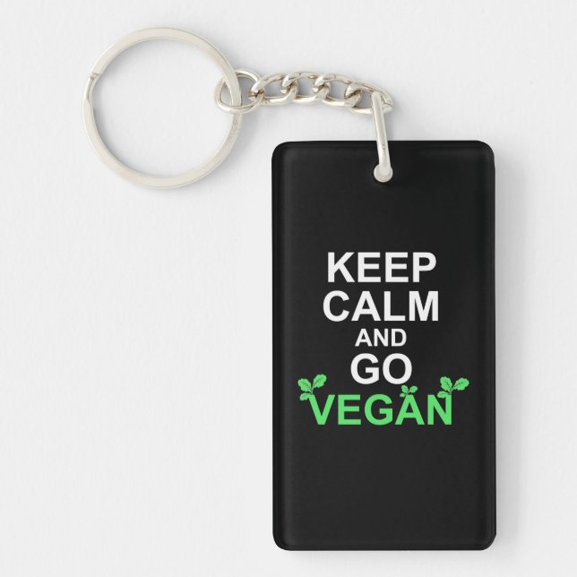 Llavero Mantenga la calma y vaya a Vegan (Frente)