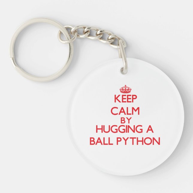 Llavero Mantengan la calma abrazando un Python de bolas (Frente)