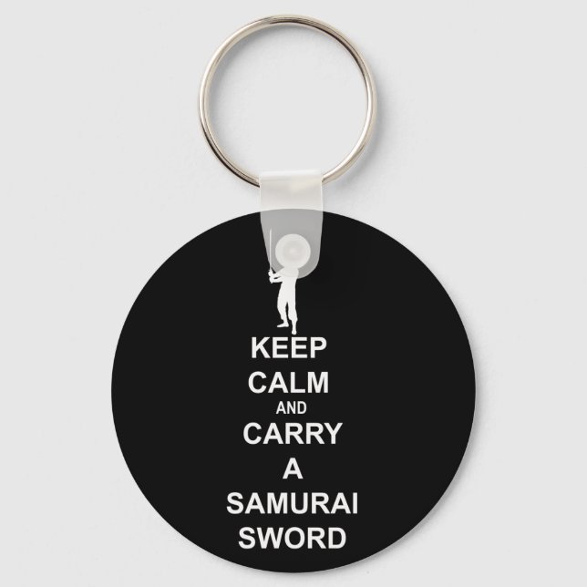 Llavero Mantengan la calma y lleven una espada samurai (Anverso)
