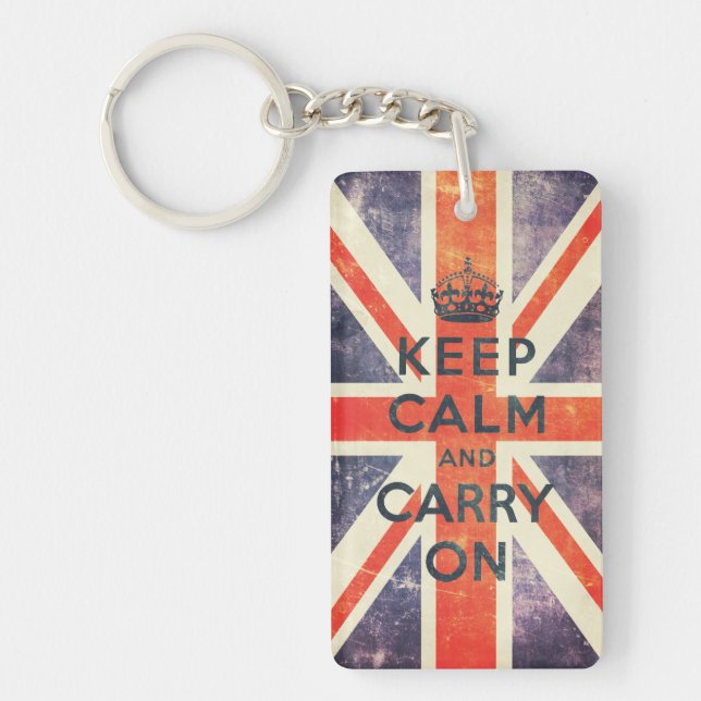 Llavero mantengan la calma y sigan con la bandera de Union (Frente)