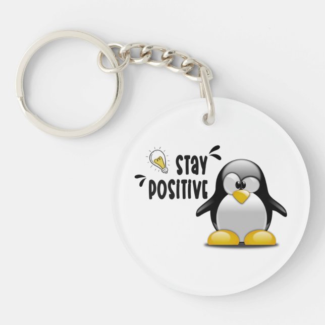 Llavero Mantente positivo con Personalizado de Pingüino gr (Frente)