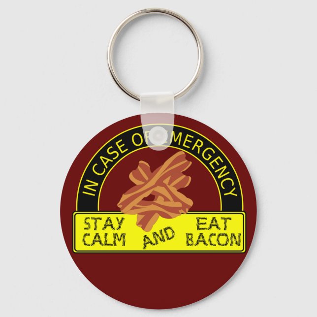 Llavero Mantente tranquilo, come Bacon Keychain (Anverso)
