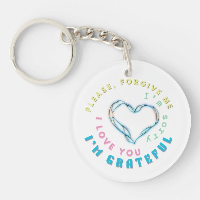 Llavero Mantra curadora de Ho'oponopono - Espiritual azul  (Frente)