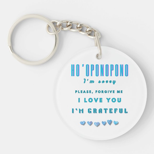 Llavero Mantra curadora de Ho'oponopono - Espiritual azul  (Frente)