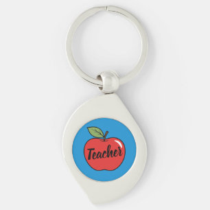 Llavero Manzana azul personalizada para profesores lindos 
