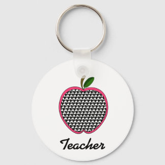 Llavero Manzana de gafas de gallo para profesores con trin