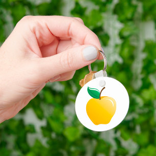 Llavero Manzana Dorada Fruta Amarilla Brillante