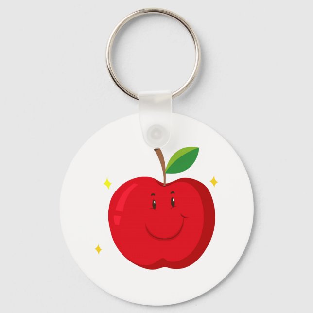 Llavero Manzana roja con cara feliz (Anverso)