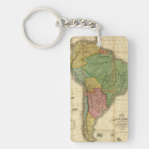 Llavero Mapa 1826 de Suramérica del vintage de Anthony