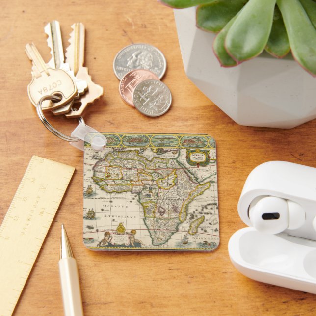 Llavero Mapa antiguo de África de Hondius y Jansson (Escritorio )