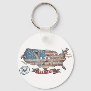 Llavero Mapa Antiguo de Estados Unidos - American Patriot