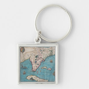 Llavero Mapa antiguo de la Florida y de Cuba