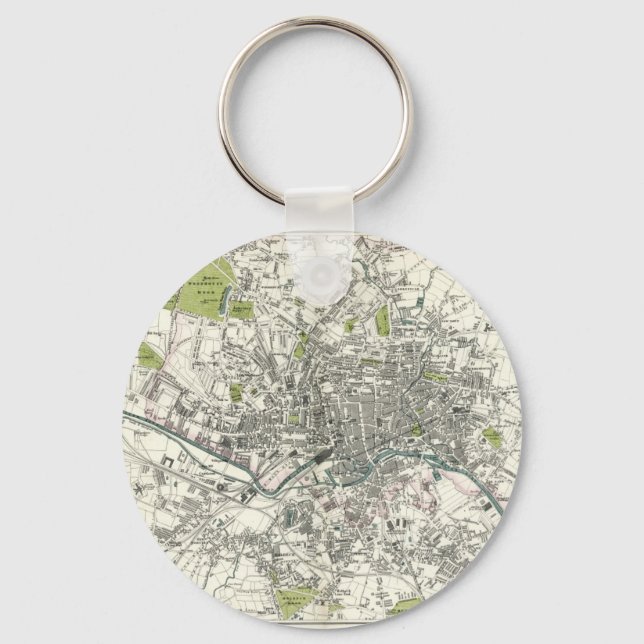 Llavero Mapa antiguo de las Leeds del siglo XIX (Anverso)