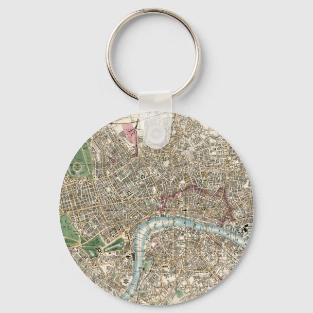 Llavero Mapa Antiguo de Londres, Inglaterra (1853) (Anverso)