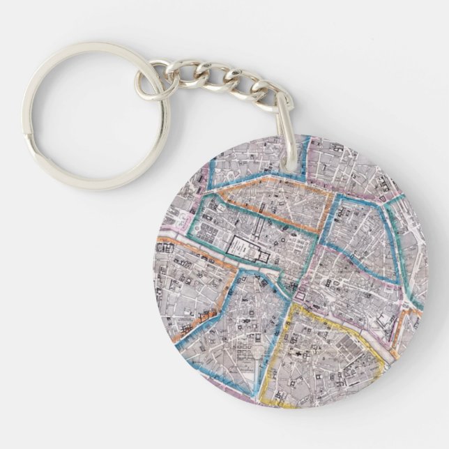 Llavero Mapa antiguo de París (Frente)