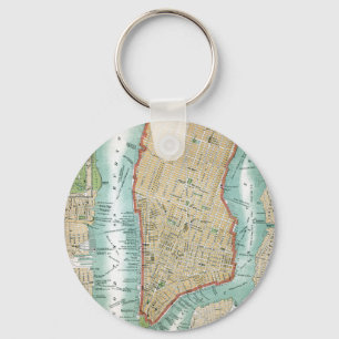 Llavero Mapa antiguo del bajo Manhattan y Central Park