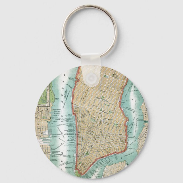 Llavero Mapa antiguo del bajo Manhattan y Central Park (Anverso)
