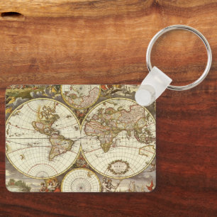 Llavero Mapa Antiguo del Mundo Antiguo de Frederick de Wit