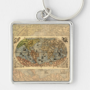 Llavero Mapa Antiguo del Mundo de Forlani de 1565 Cartogra