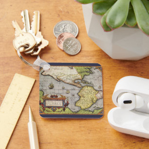 Llavero Mapa Antiguo del Mundo de las Américas, 1570