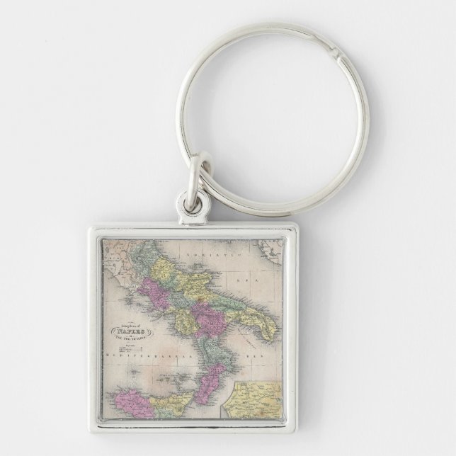 Llavero Mapa Antiguo del Sur de Italia (1853) (Frente)