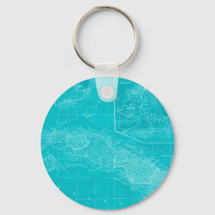 Llavero Mapa azul de Cuba
