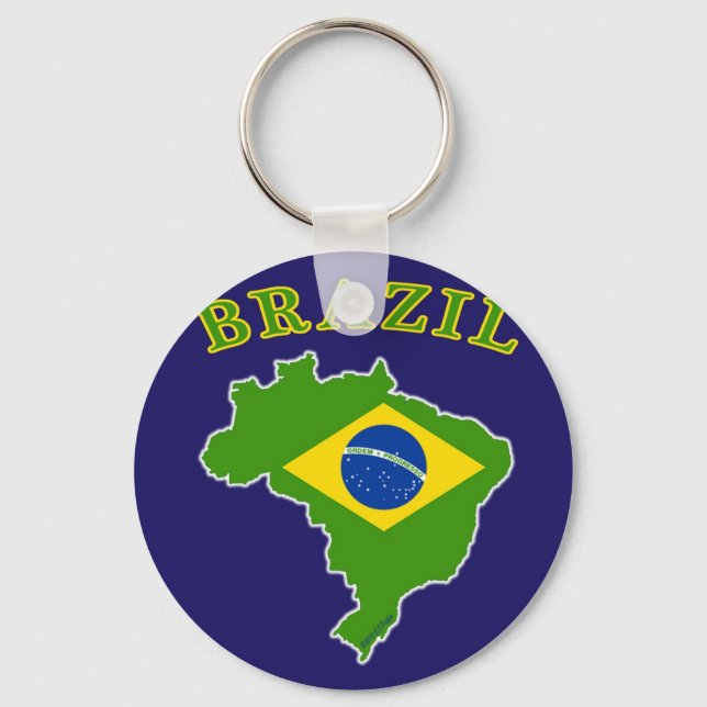 Llavero Mapa/bandera de BRASIL sobre fondo naval (Anverso)