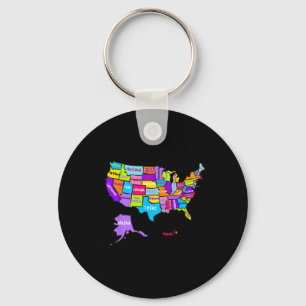 Llavero Mapa colorido de los Estados Unidos de América con