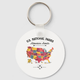 Llavero Mapa de 63 Parques Nacionales Us Parque Retro Vint
