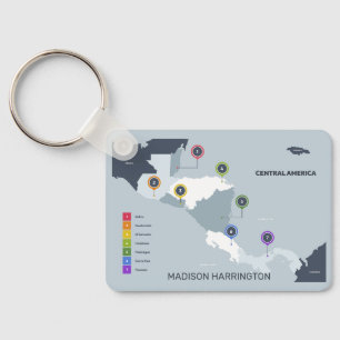 Llavero Mapa de América Central de nombre personalizado