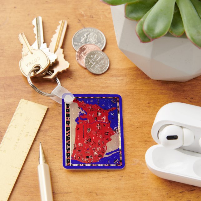 Llavero Mapa de Antigüedades Vintage Estados Unidos, Estad (Escritorio )