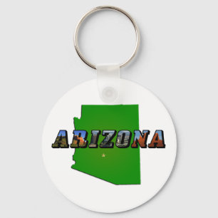 Llavero Mapa de Arizona y texto de imagen