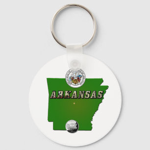 Llavero Mapa de Arkansas, Sello y Barrio Faux Estatal