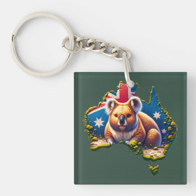 Llavero Mapa de bandera de Australia Koala Bear (Frente)