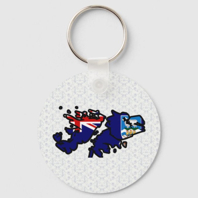 Llavero Mapa de bandera de las Islas Falkland de tamaño co (Anverso)